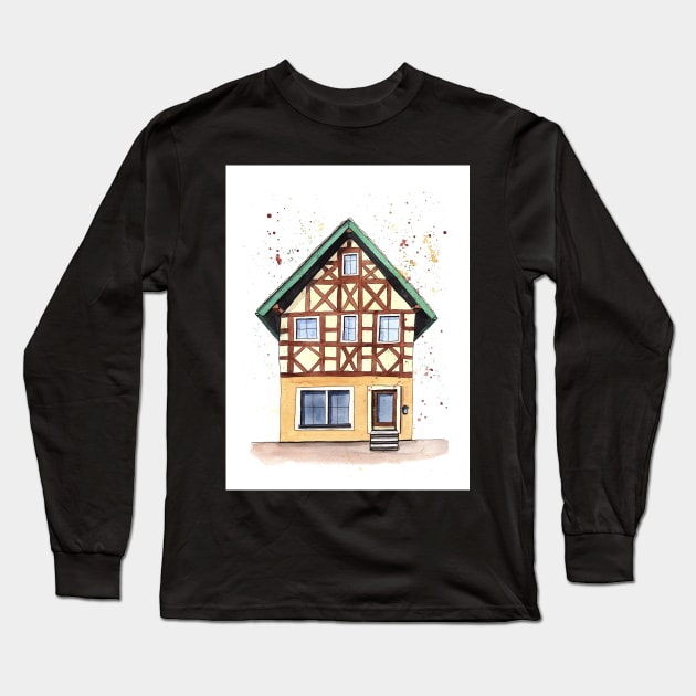 half-timbered house in Germany Long Sleeve T-Shirt by Sandraartist